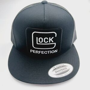Glock Patch Black Flatbill Mesh Snapback Yupoong Hat